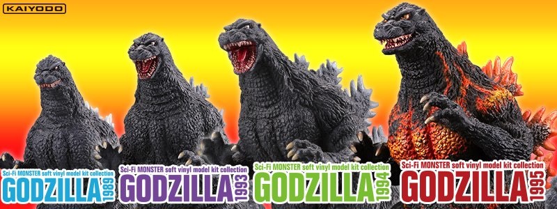 Kaiyodo Godzilla '89, '93, '94, '95 Vinyl Kits - Kaiju Battle